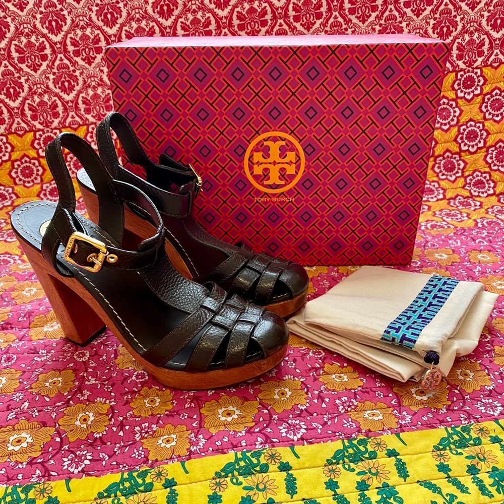 Tory Burch Black Calf Leather Heels☕️